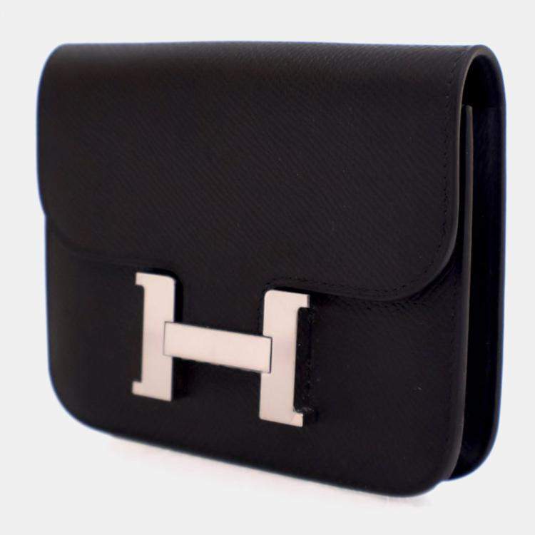 مملوكة مسبقًا Hermes Noir Epsom Constance Slim Wallet