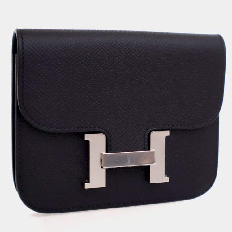 مملوكة مسبقًا Hermes Noir Epsom Constance Slim Wallet