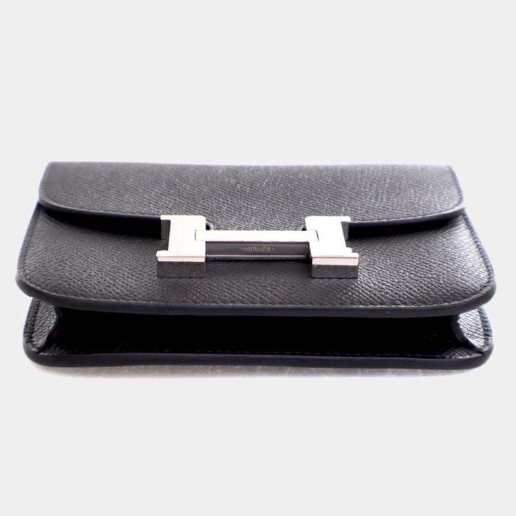 مملوكة مسبقًا Hermes Noir Epsom Constance Slim Wallet
