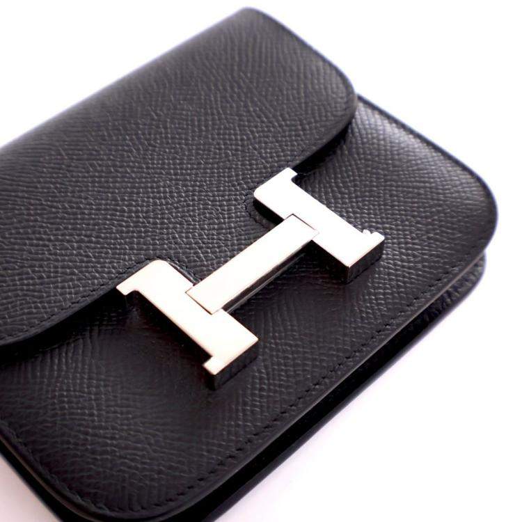 مملوكة مسبقًا Hermes Noir Epsom Constance Slim Wallet