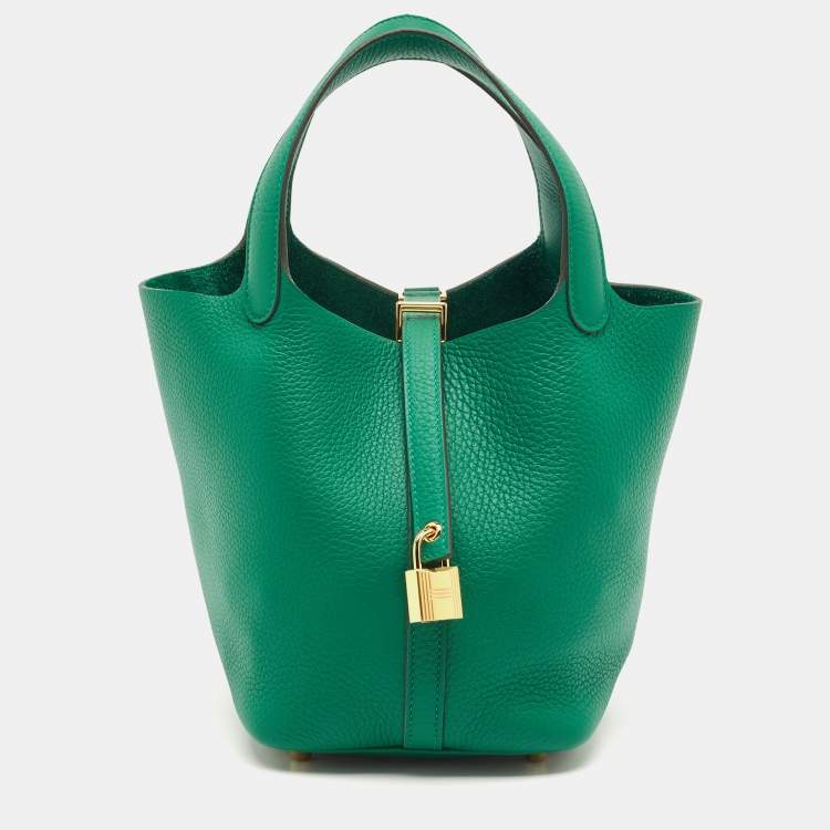 Pre Owned Hermès Picotin 18 Vert Vertigo Taurillon Clemence Leather Bag