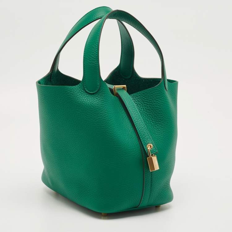 Pre Owned Hermès Picotin 18 Vert Vertigo Taurillon Clemence Leather Bag