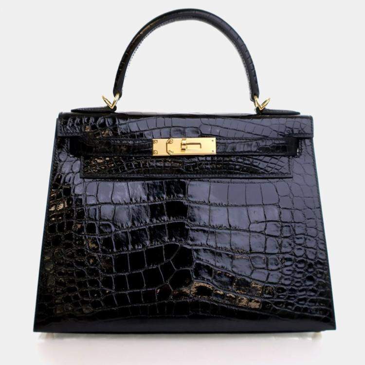 Pre Owned Hermes Noir Alligator Sellier Kelly 28