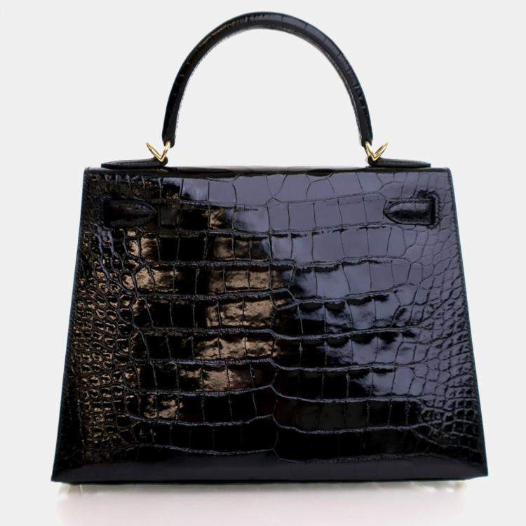 Pre Owned Hermes Noir Alligator Sellier Kelly 28