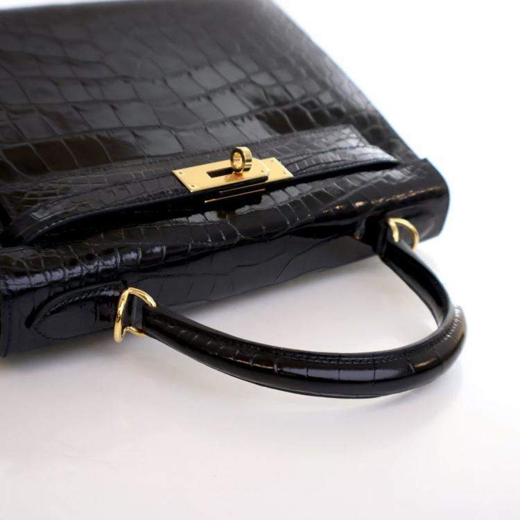 Pre Owned Hermes Noir Alligator Sellier Kelly 28