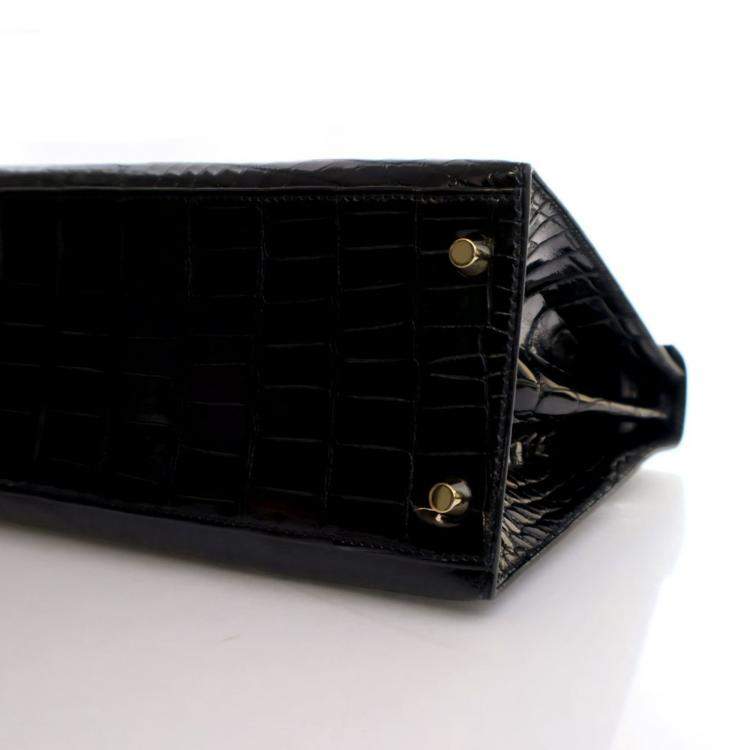 Pre Owned Hermes Noir Alligator Sellier Kelly 28