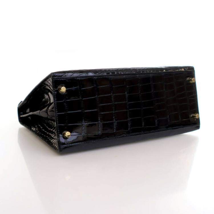 Pre Owned Hermes Noir Alligator Sellier Kelly 28