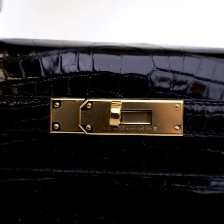 Pre Owned Hermes Noir Alligator Sellier Kelly 28