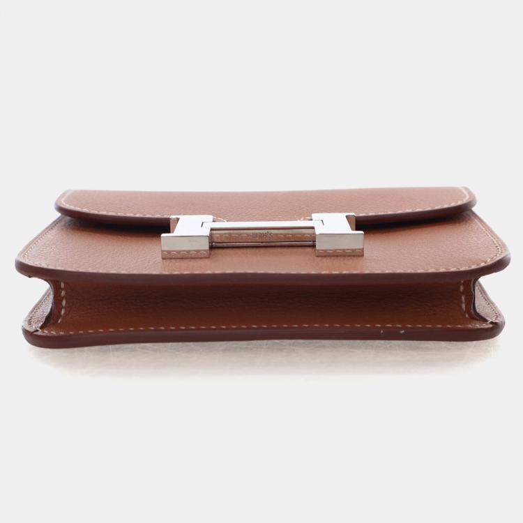 Pre Owned Hermes Gold Evercolor Constance Slim Wallet