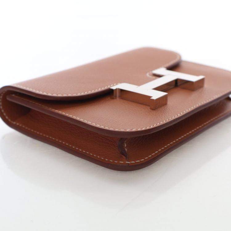Pre Owned Hermes Gold Evercolor Constance Slim Wallet