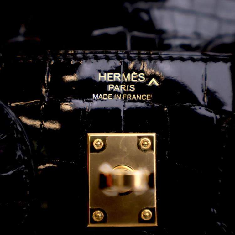 مملوكة مسبقًا حقيبة هيرمس بيركين كروكوديل بوروسوس نوار 25