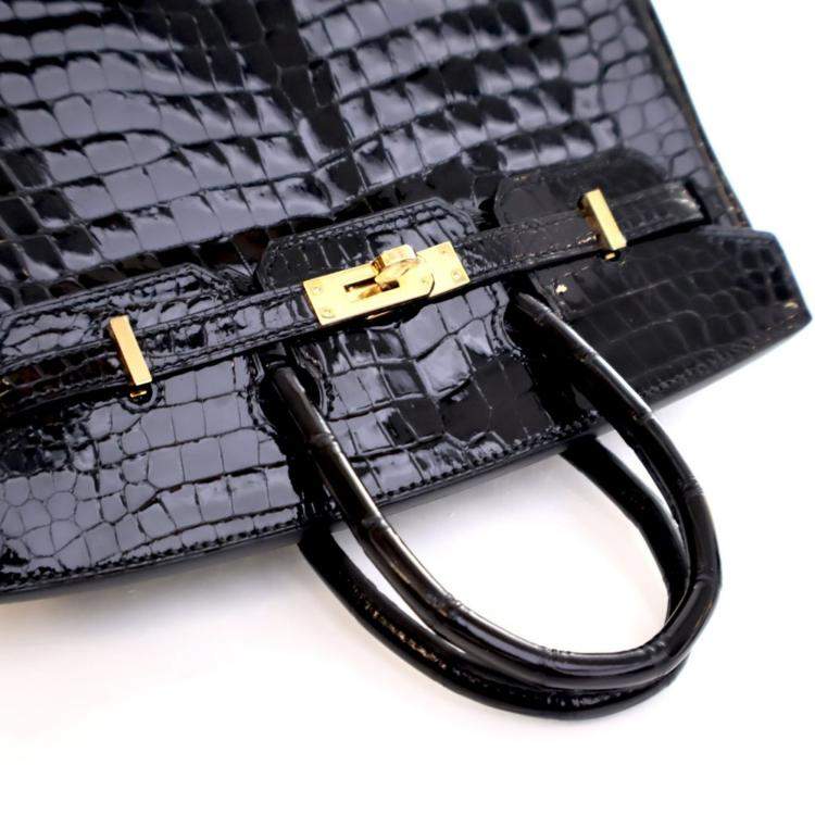 مملوكة مسبقًا حقيبة هيرمس بيركين كروكوديل بوروسوس نوار 25