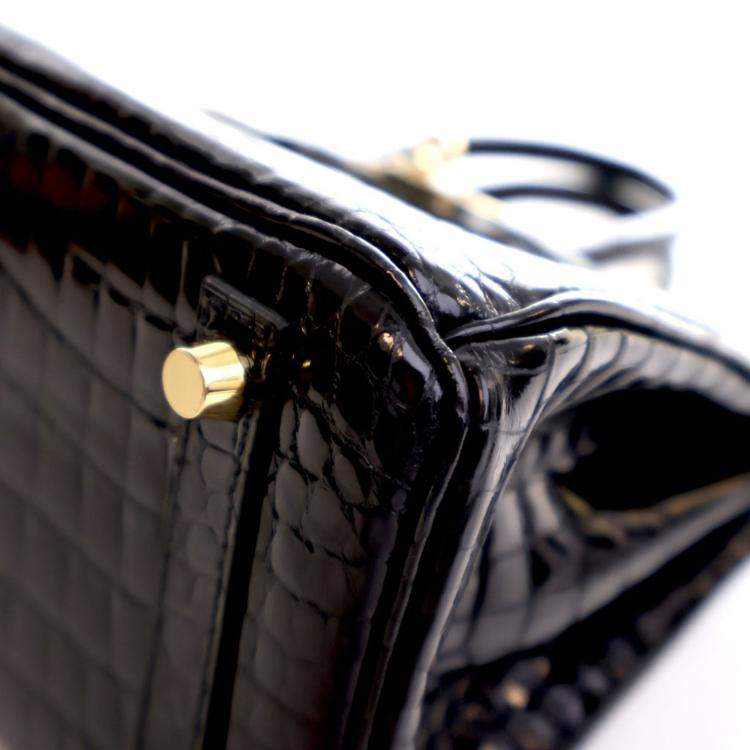 مملوكة مسبقًا حقيبة هيرمس بيركين كروكوديل بوروسوس نوار 25