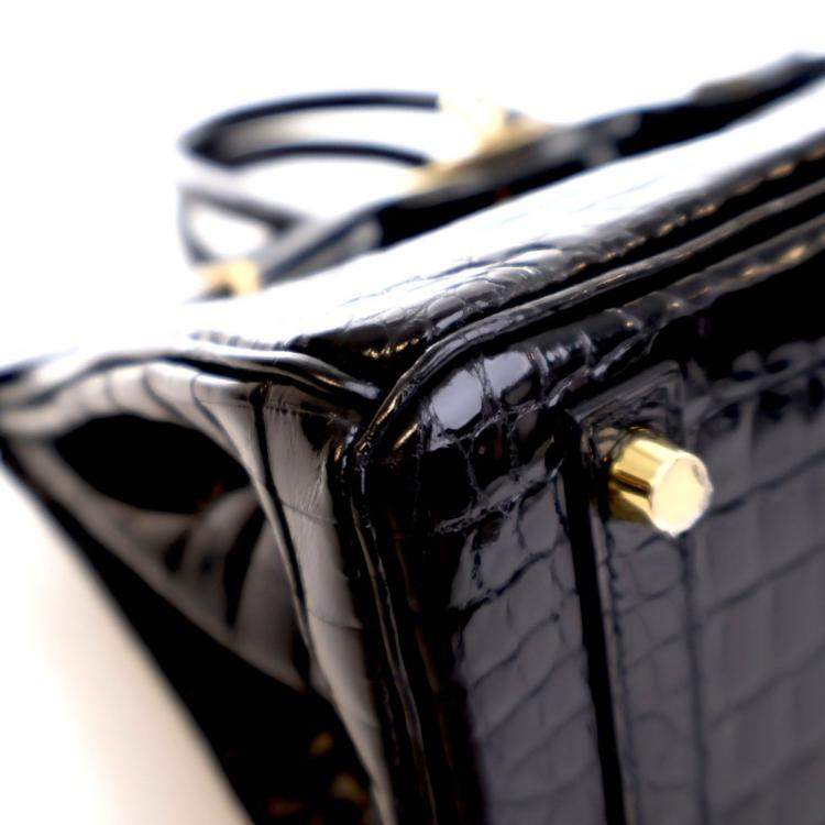 مملوكة مسبقًا حقيبة هيرمس بيركين كروكوديل بوروسوس نوار 25