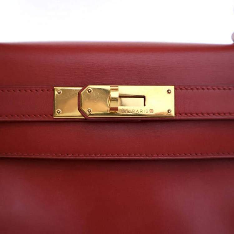 Pre Owned Hermes Vintage Rouge Vif Box Calf Kelly 28