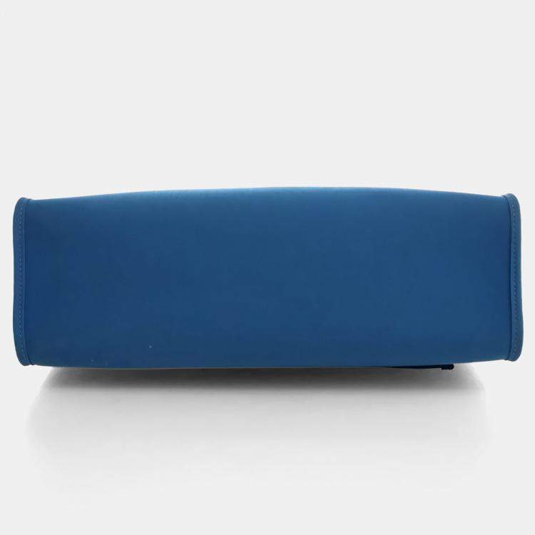 Pre Owned Hermes Bleu Zanzibar Toile H Herbag Zip 31