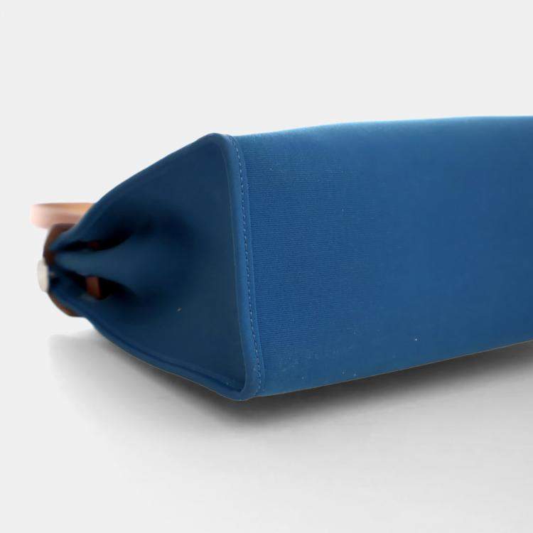 Pre Owned Hermes Bleu Zanzibar Toile H Herbag Zip 31
