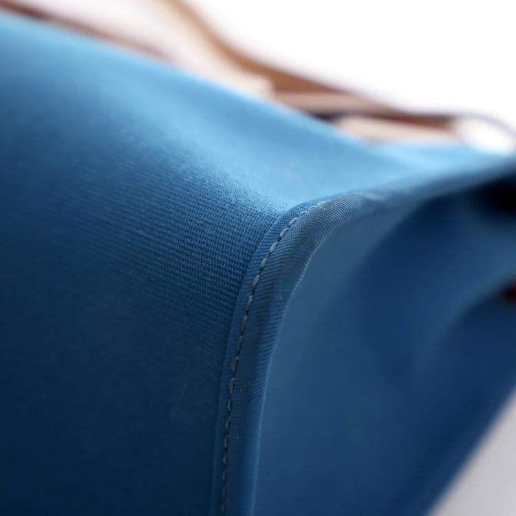 Pre Owned Hermes Bleu Zanzibar Toile H Herbag Zip 31