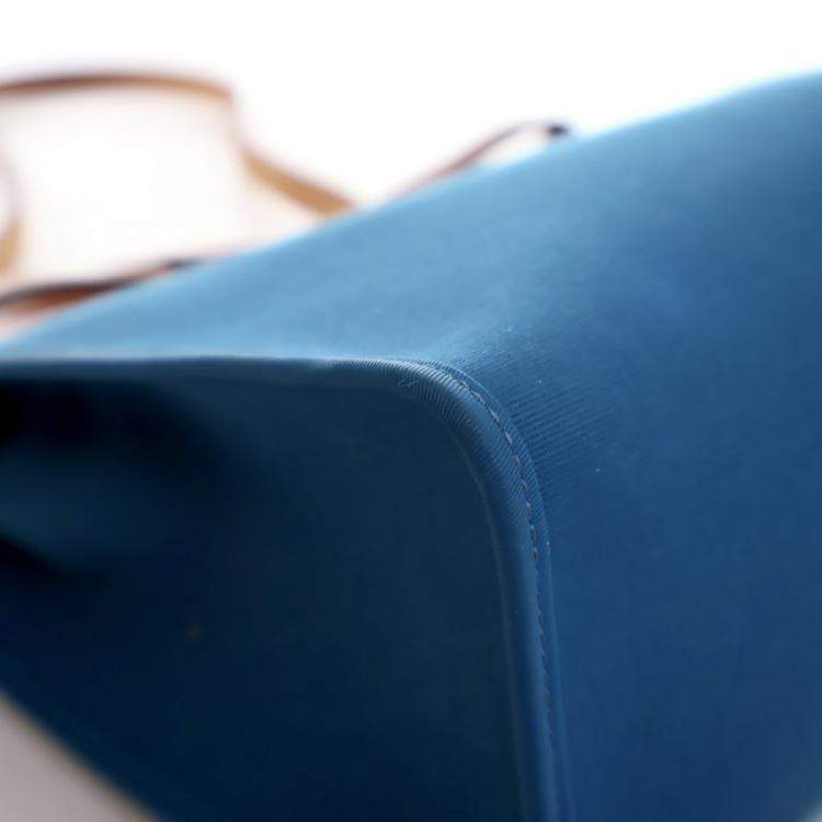 Pre Owned Hermes Bleu Zanzibar Toile H Herbag Zip 31