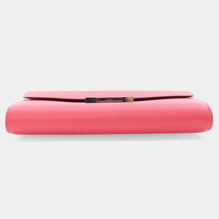 مملوكة مسبقًا محفظة هيرمس كونستانس توغو إبسوم جلد وردي حاد