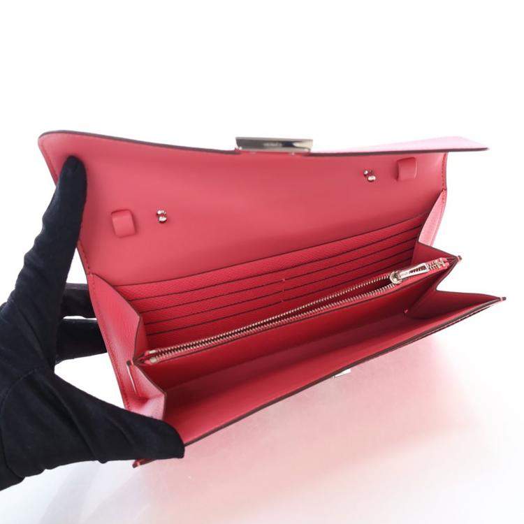 مملوكة مسبقًا محفظة هيرمس كونستانس توغو إبسوم جلد وردي حاد