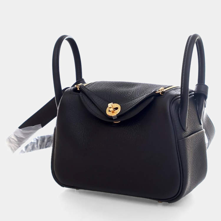 Pre Owned Hermes Noir Clemence Mini Lindy 20