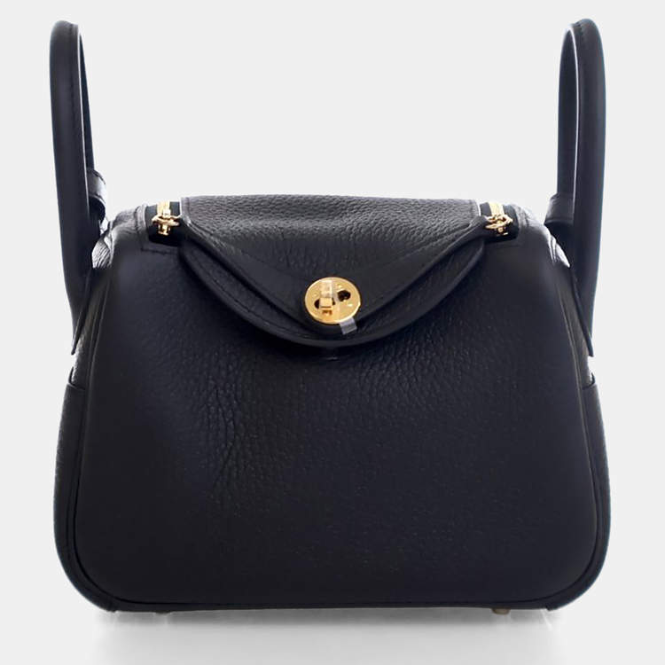 Pre Owned Hermes Noir Clemence Mini Lindy 20