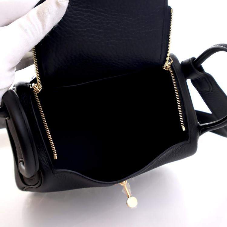 Pre Owned Hermes Noir Clemence Mini Lindy 20