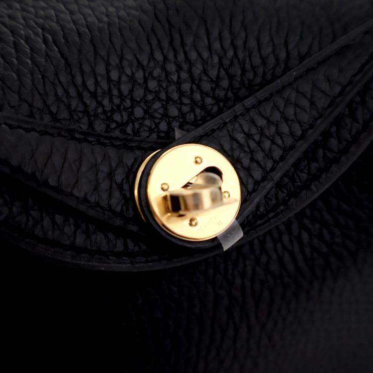 Pre Owned Hermes Noir Clemence Mini Lindy 20