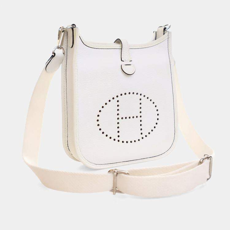 Pre Owned Hermes New White Clemence Evelyne TPM 16