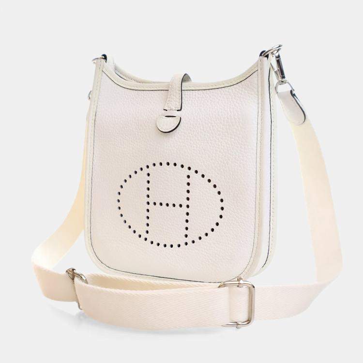 Pre Owned Hermes New White Clemence Evelyne TPM 16