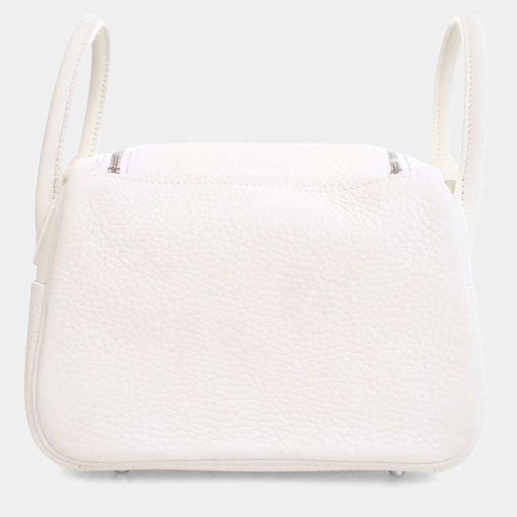 Pre Owned Hermes New White Clemence Mini Lindy