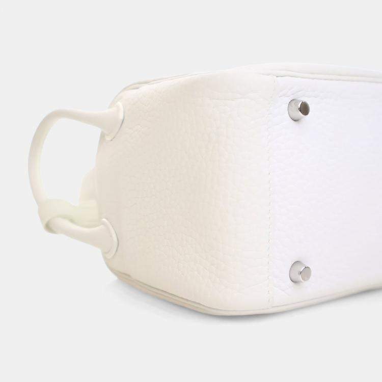 Pre Owned Hermes New White Clemence Mini Lindy