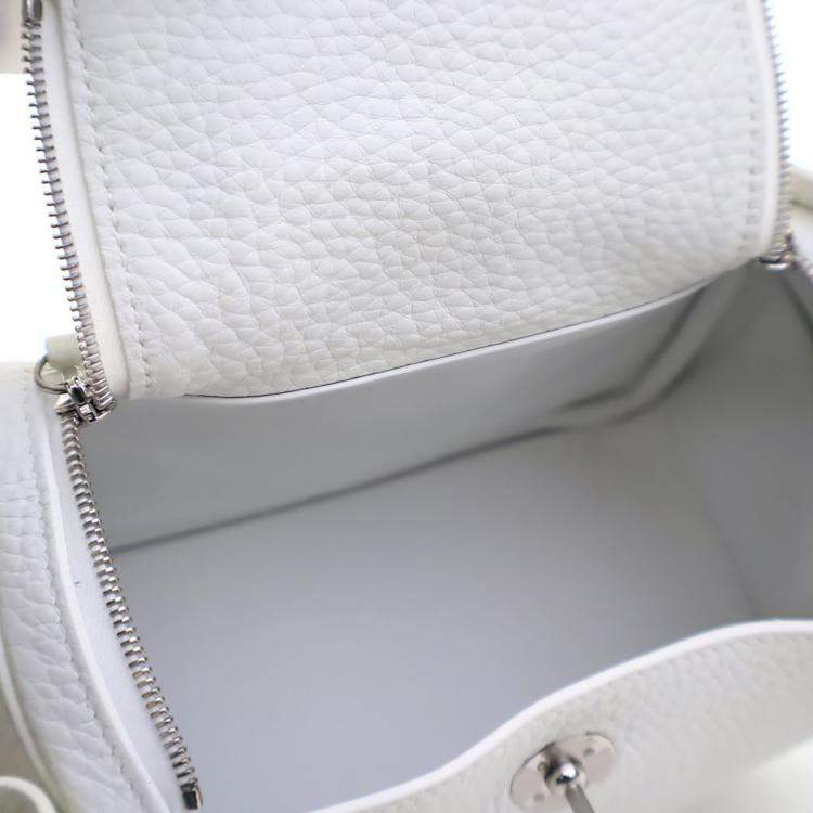 Pre Owned Hermes New White Clemence Mini Lindy