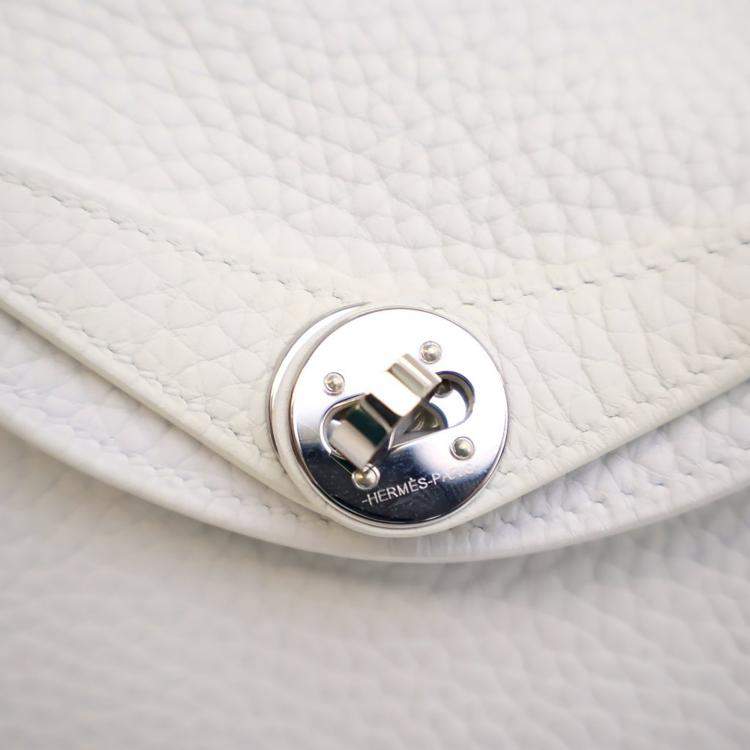 Pre Owned Hermes New White Clemence Mini Lindy