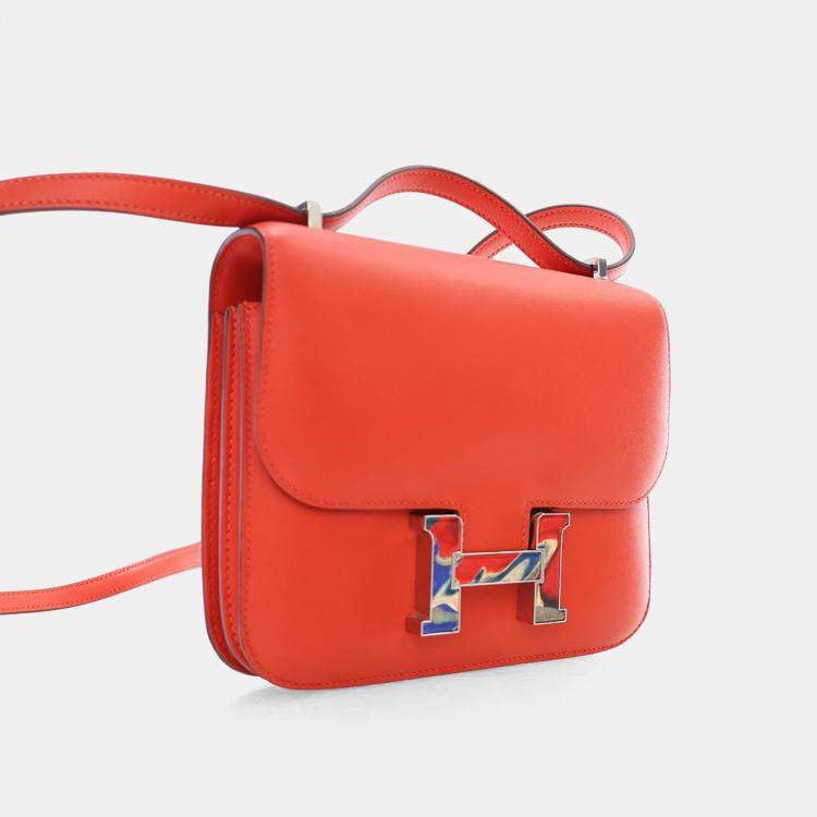 Pre Owned Hermes Capucine Swift Marble Mini Constance 18