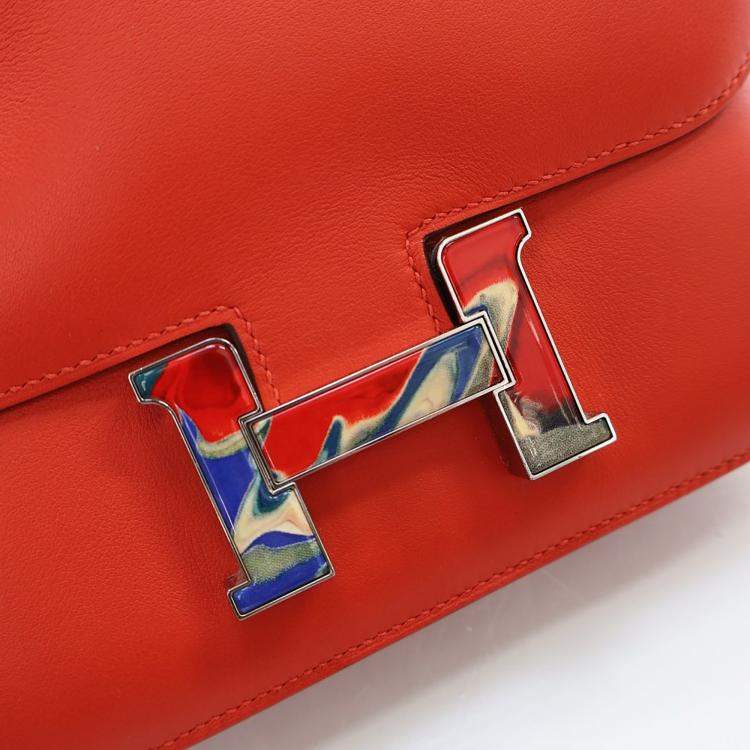 Pre Owned Hermes Capucine Swift Marble Mini Constance 18