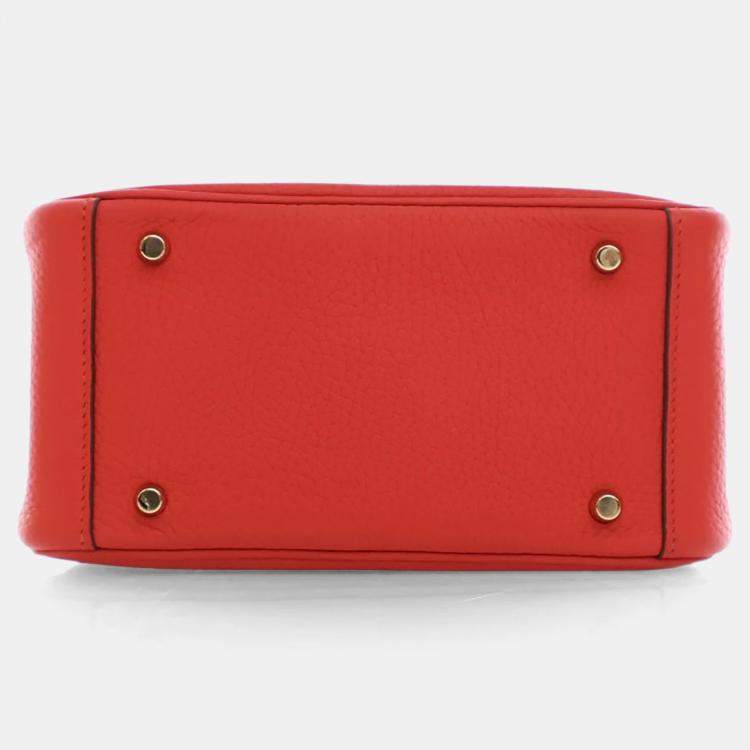 Pre Owned Hermes Rouge De Coeur Clemence Mini Lindy 20