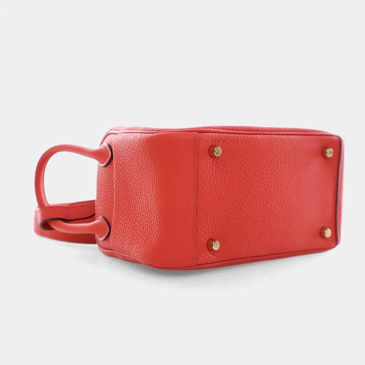 Pre Owned Hermes Rouge De Coeur Clemence Mini Lindy 20