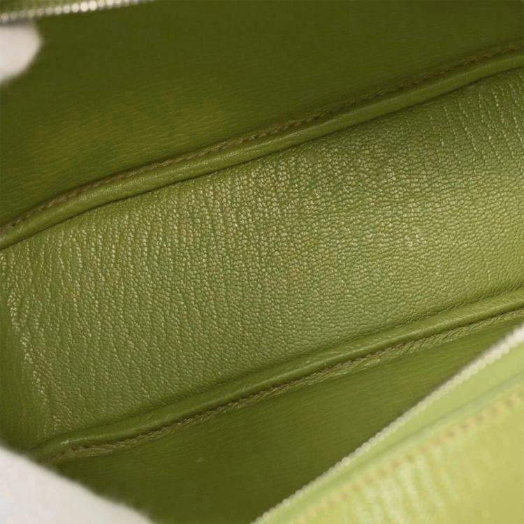 Pre Owned Hermes Anis Green Chevre Myzore Mini Plume Handbag