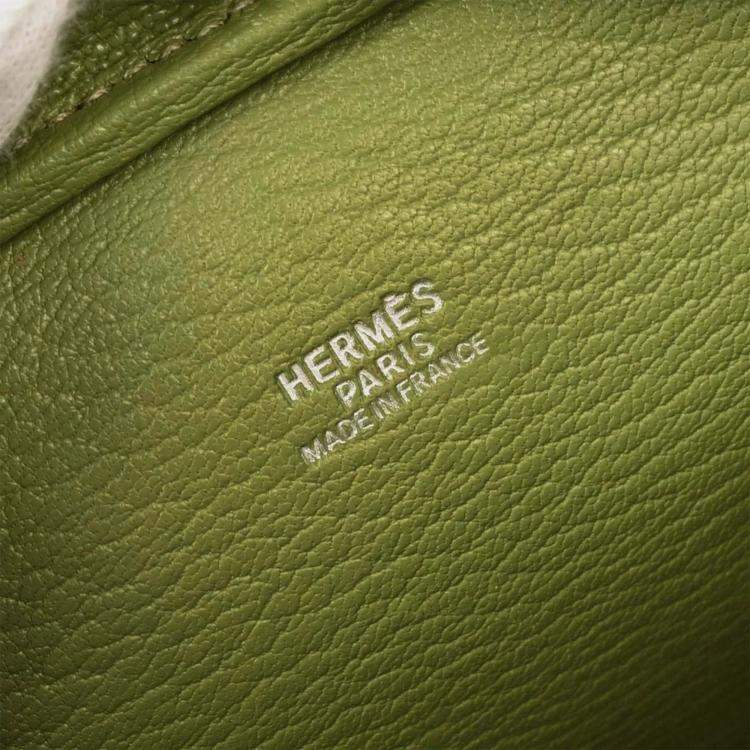 Pre Owned Hermes Anis Green Chevre Myzore Mini Plume Handbag