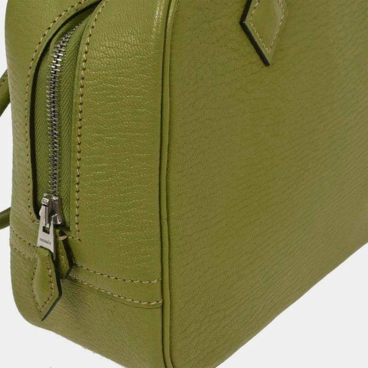 Pre Owned Hermes Anis Green Chevre Myzore Mini Plume Handbag