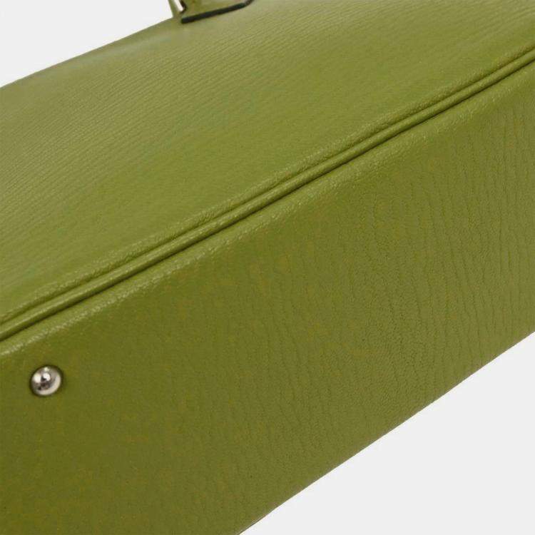 Pre Owned Hermes Anis Green Chevre Myzore Mini Plume Handbag