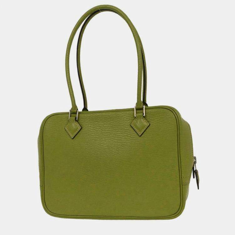 Pre Owned Hermes Anis Green Chevre Myzore Mini Plume Handbag