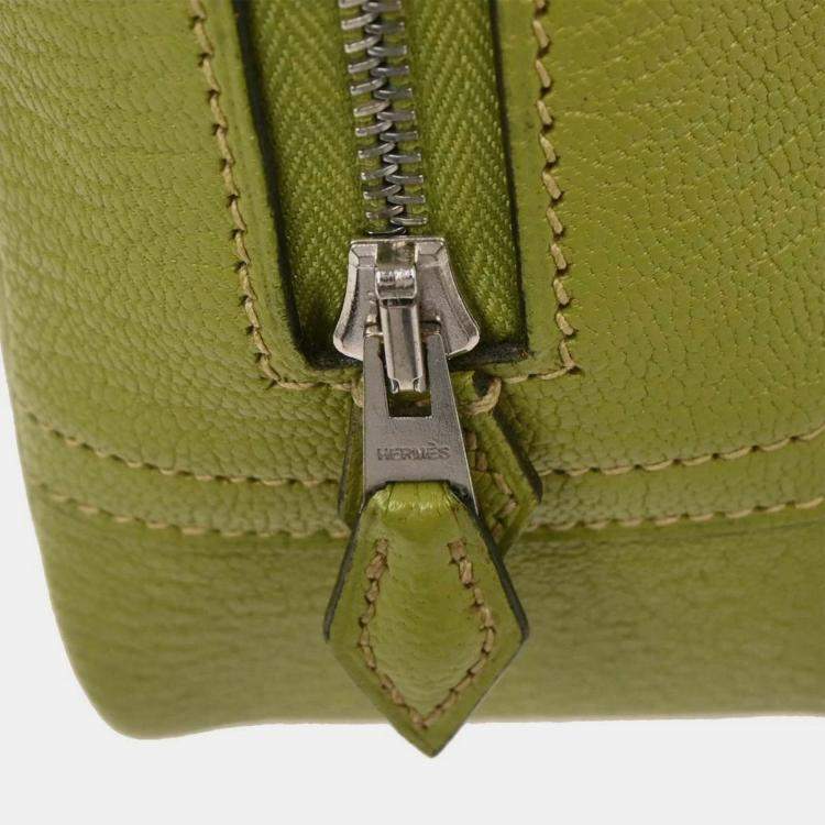 Pre Owned Hermes Anis Green Chevre Myzore Mini Plume Handbag