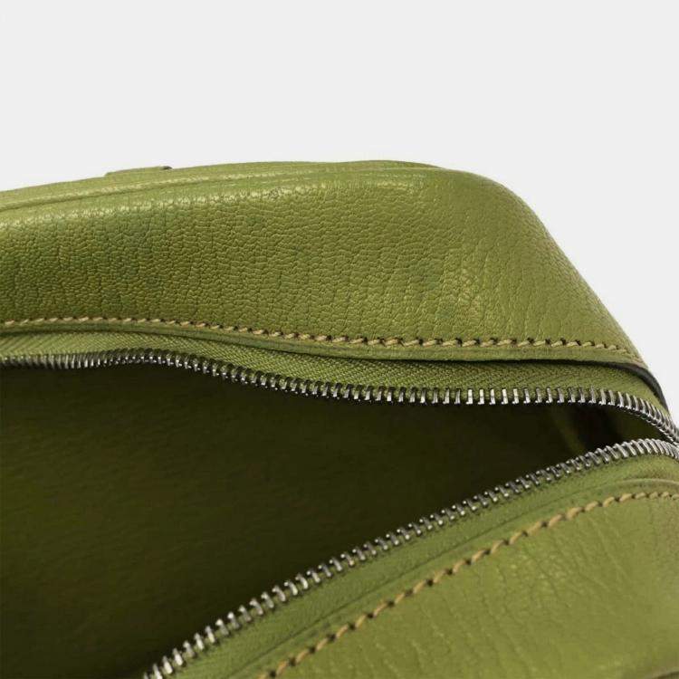 Pre Owned Hermes Anis Green Chevre Myzore Mini Plume Handbag