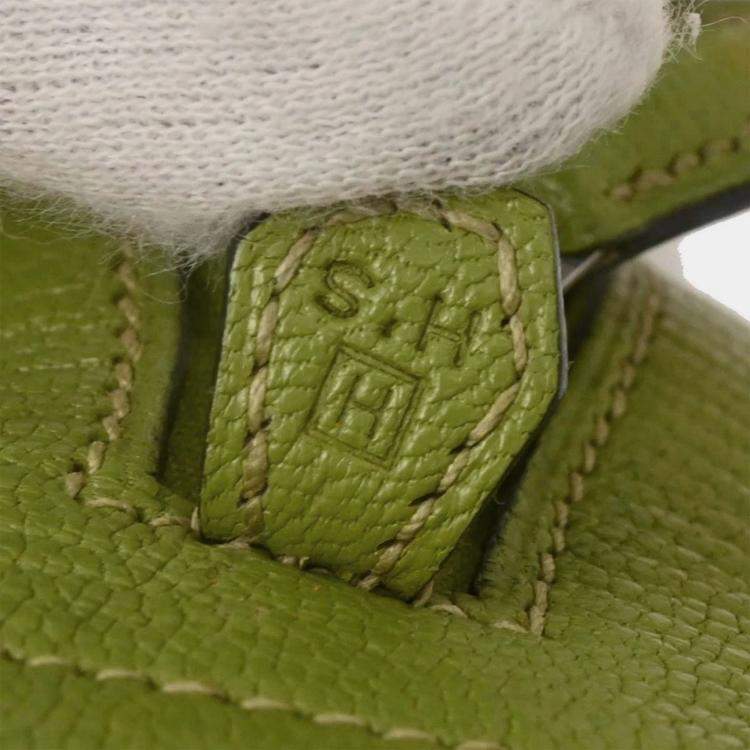 Pre Owned Hermes Anis Green Chevre Myzore Mini Plume Handbag