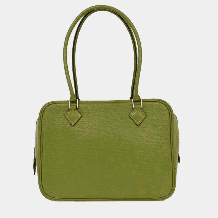 Pre Owned Hermes Anis Green Chevre Myzore Mini Plume Handbag