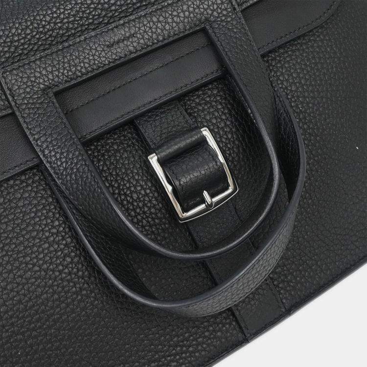 Pre Owned Hermes  Halzan 31 2way Black Taurillon Clemence Tote Bag