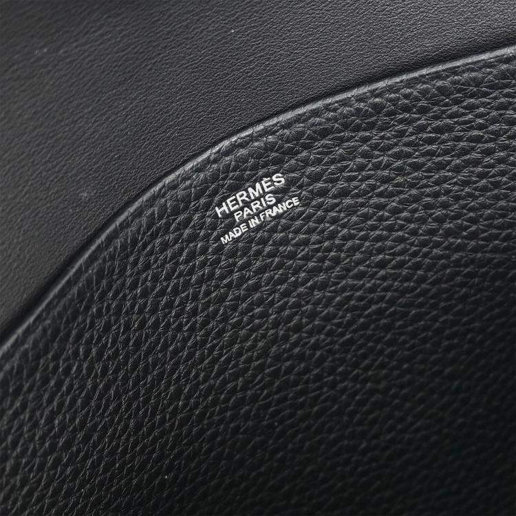 Pre Owned Hermes  Halzan 31 2way Black Taurillon Clemence Tote Bag